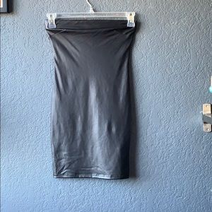 Black faux leather dress
